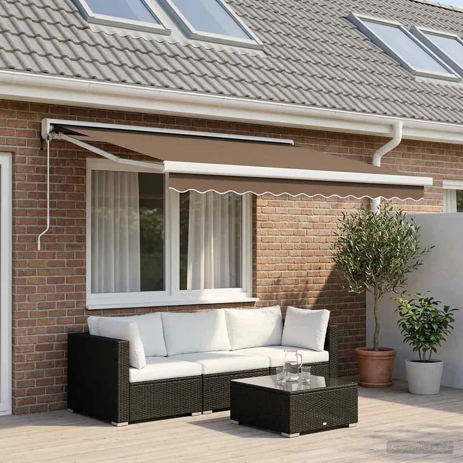 Auvent rétractable Taupe 300 x 250 cm Tissu et Métal