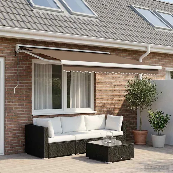 Auvent rétractable Taupe 300 x 250 cm Tissu et Métal