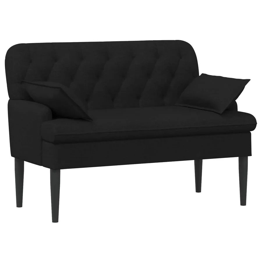 Canapé love seat avec capitonnage en boutons Noir Tissu - 2