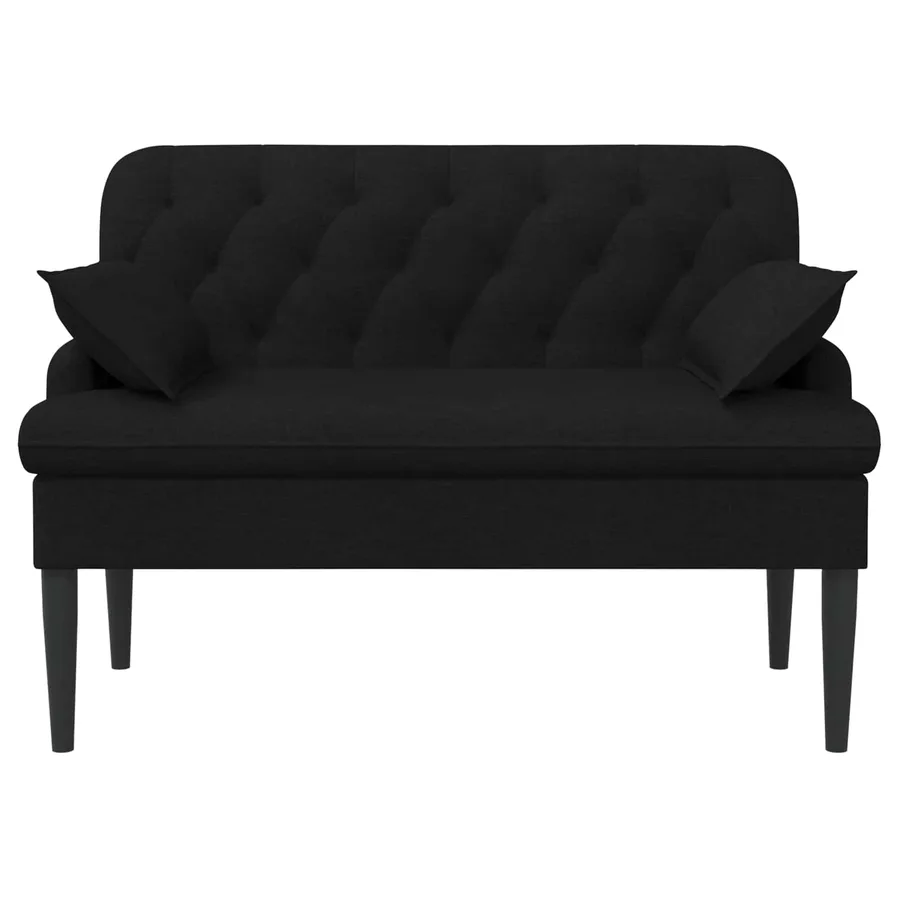 Canapé love seat avec capitonnage en boutons Noir Tissu - 3