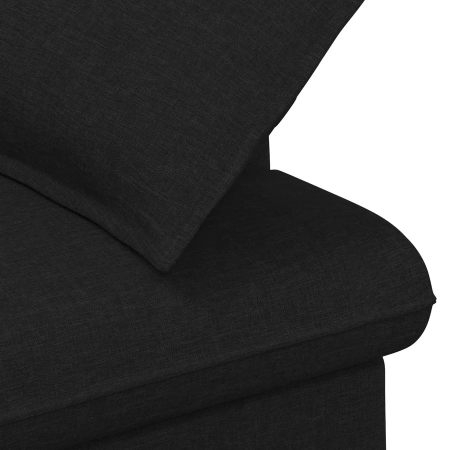 Canapé love seat avec capitonnage en boutons Noir Tissu - 6