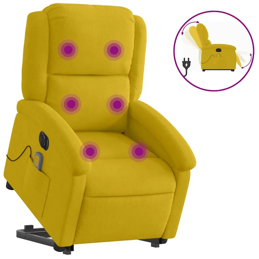 Fauteuil inclinable de massage électrique jaune velours - 2