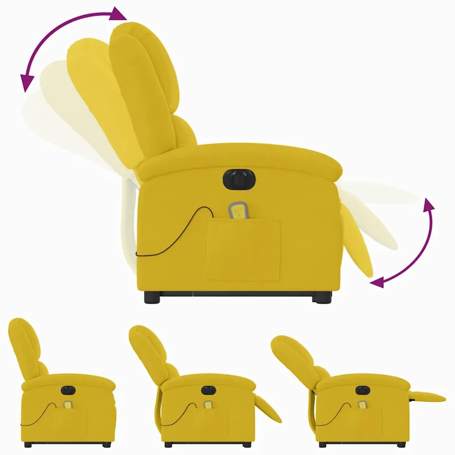 Fauteuil inclinable de massage électrique jaune velours - 7