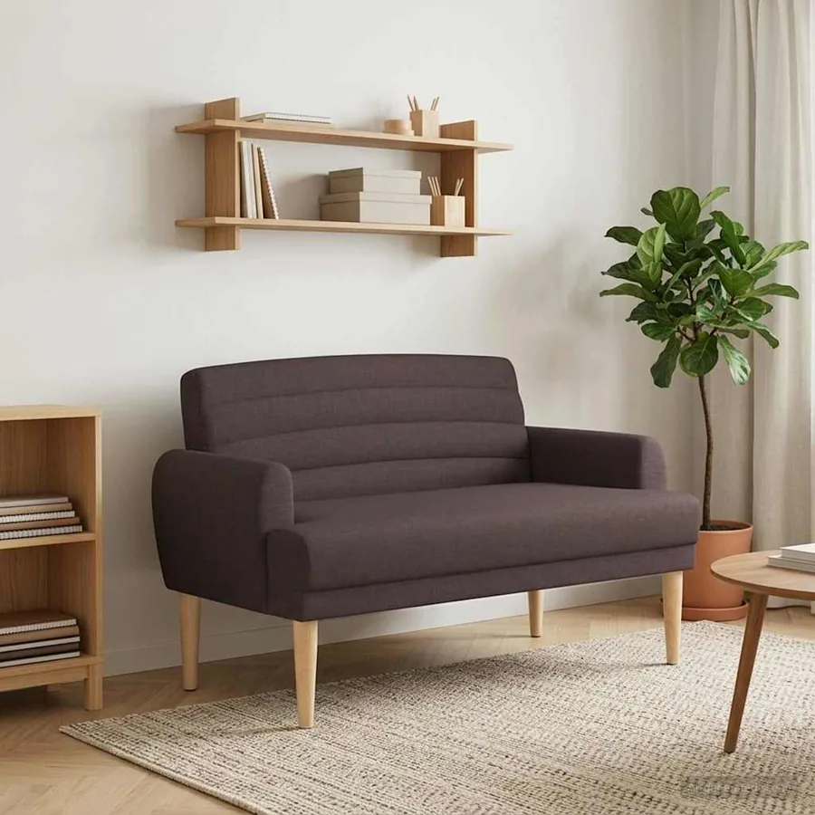Canapé love seat avec capitonnage en boutons Marron foncé Tissu