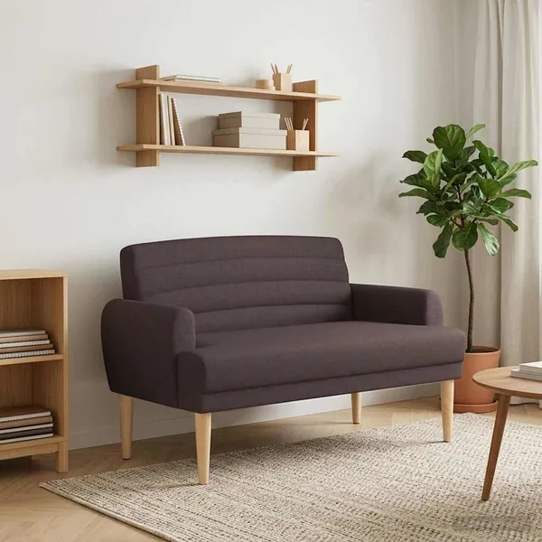 Canapé love seat avec capitonnage en boutons Marron foncé Tissu