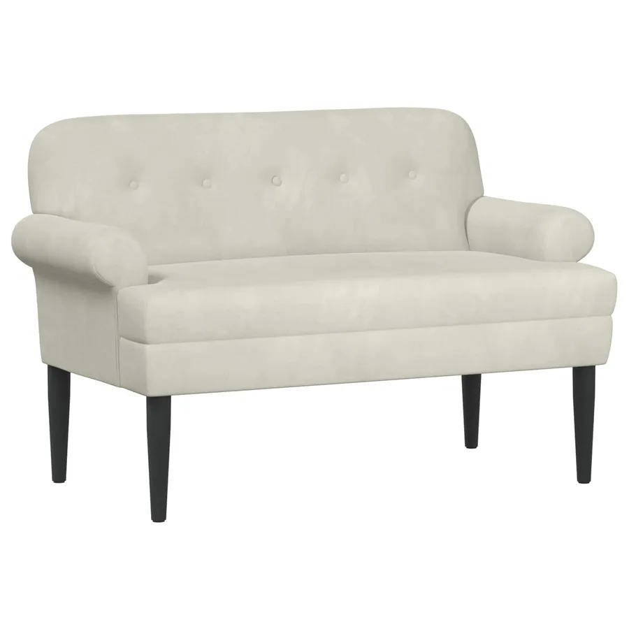 Canapé love seat avec capitonnage en boutons Crème Velours - 2