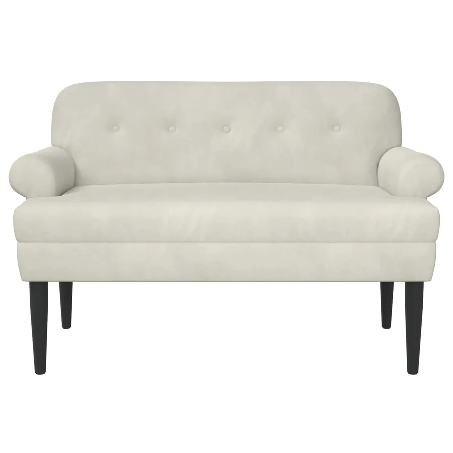 Canapé love seat avec capitonnage en boutons Crème Velours - 3