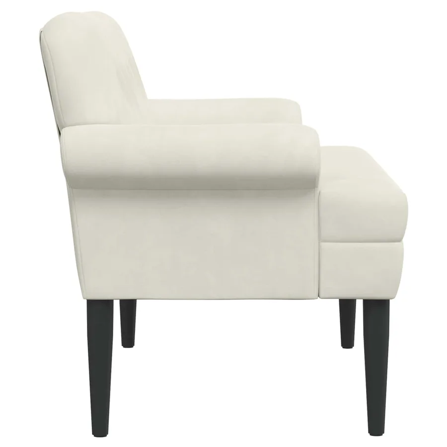 Canapé love seat avec capitonnage en boutons Crème Velours - 4
