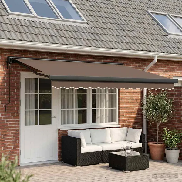 Auvent rétractable Taupe 400 × 300 cm Tissu et Métal