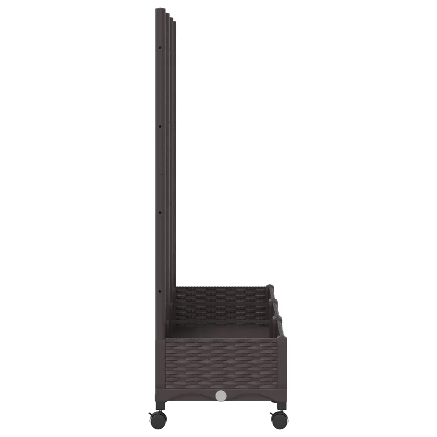 Bac de jardin avec treillis et roues Marron 120 x 40 x 131,5 cm - 4