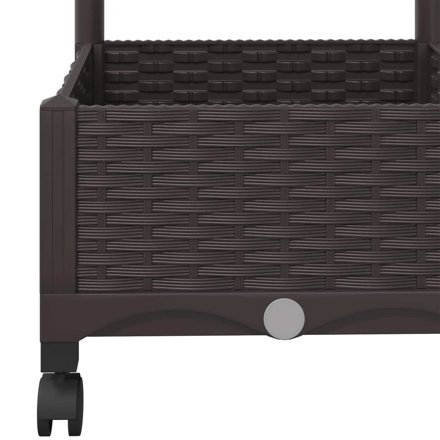 Bac de jardin avec treillis et roues Marron 120 x 40 x 131,5 cm - 6