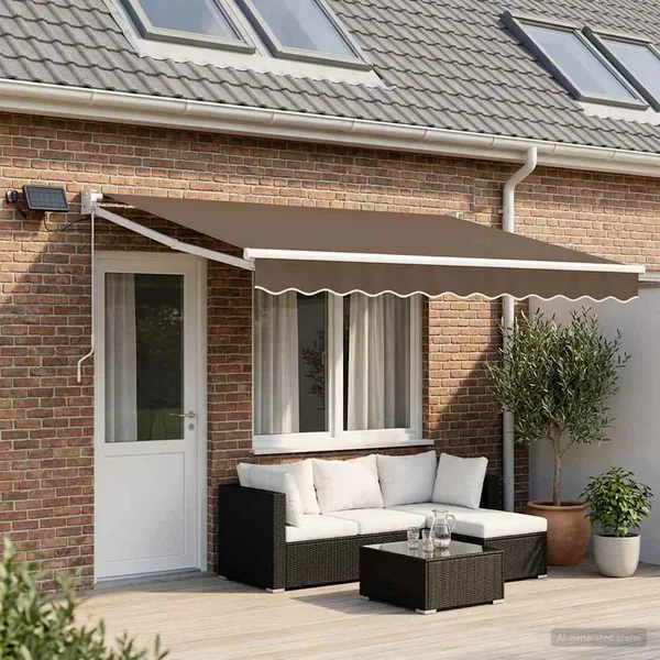 Store rétractable manuel avec LEDs Taupe