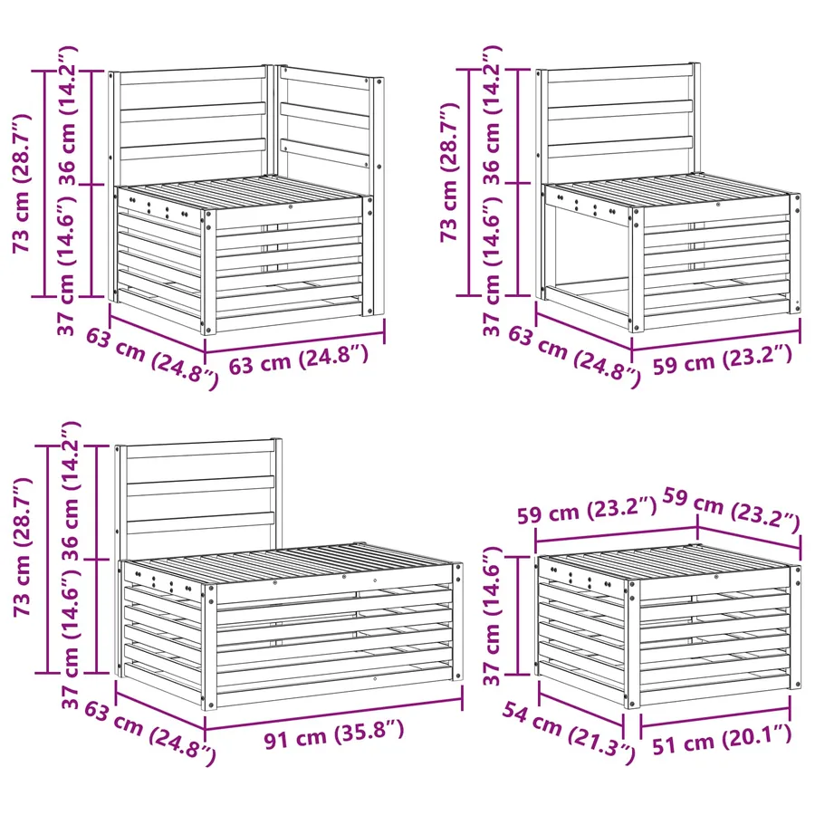 7 pcs Ensemble de canapés d'extérieur Bois d'Acacia Massif - 8