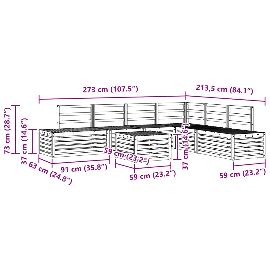7 pcs Ensemble de canapés d'extérieur Bois d'Acacia Massif - 9