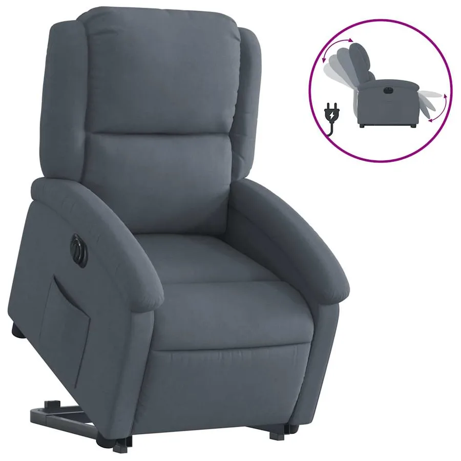 Fauteuil inclinable électrique gris foncé velours - 2