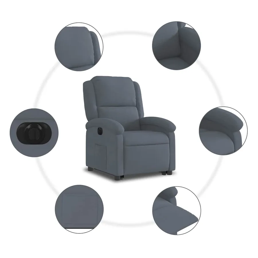 Fauteuil inclinable électrique gris foncé velours - 8
