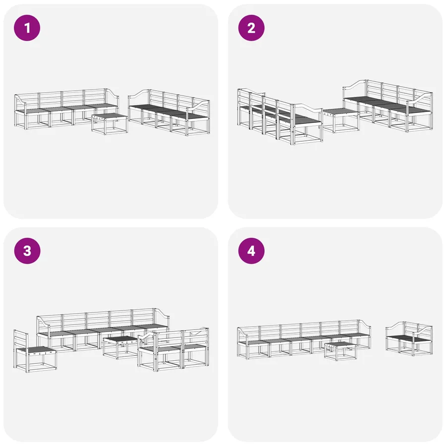 Ensemble de canapés d'extérieur 9 pcs Blanc 59 x 59 x 37 cm - 7