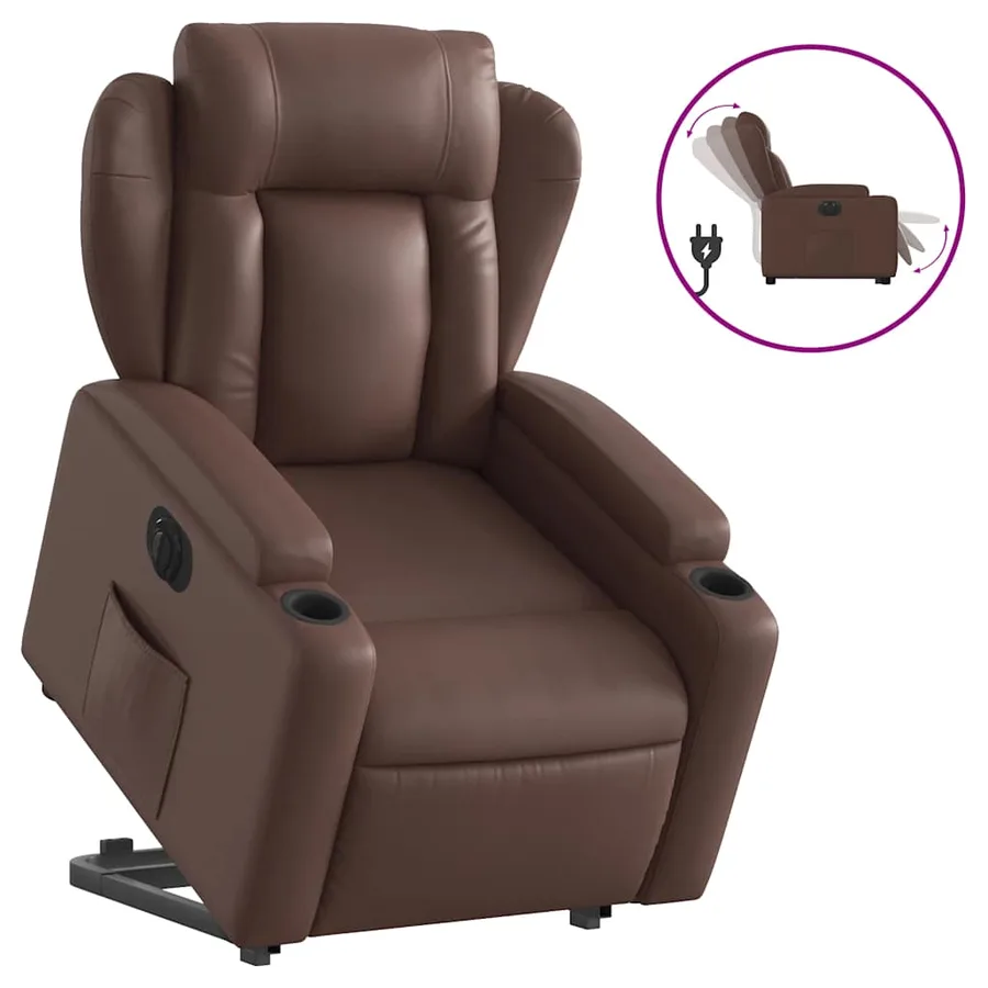 Fauteuil inclinable électrique marron similicuir - 2