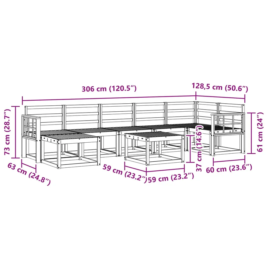 Ensemble de canapés d'extérieur 8 pcs Blanc - 8