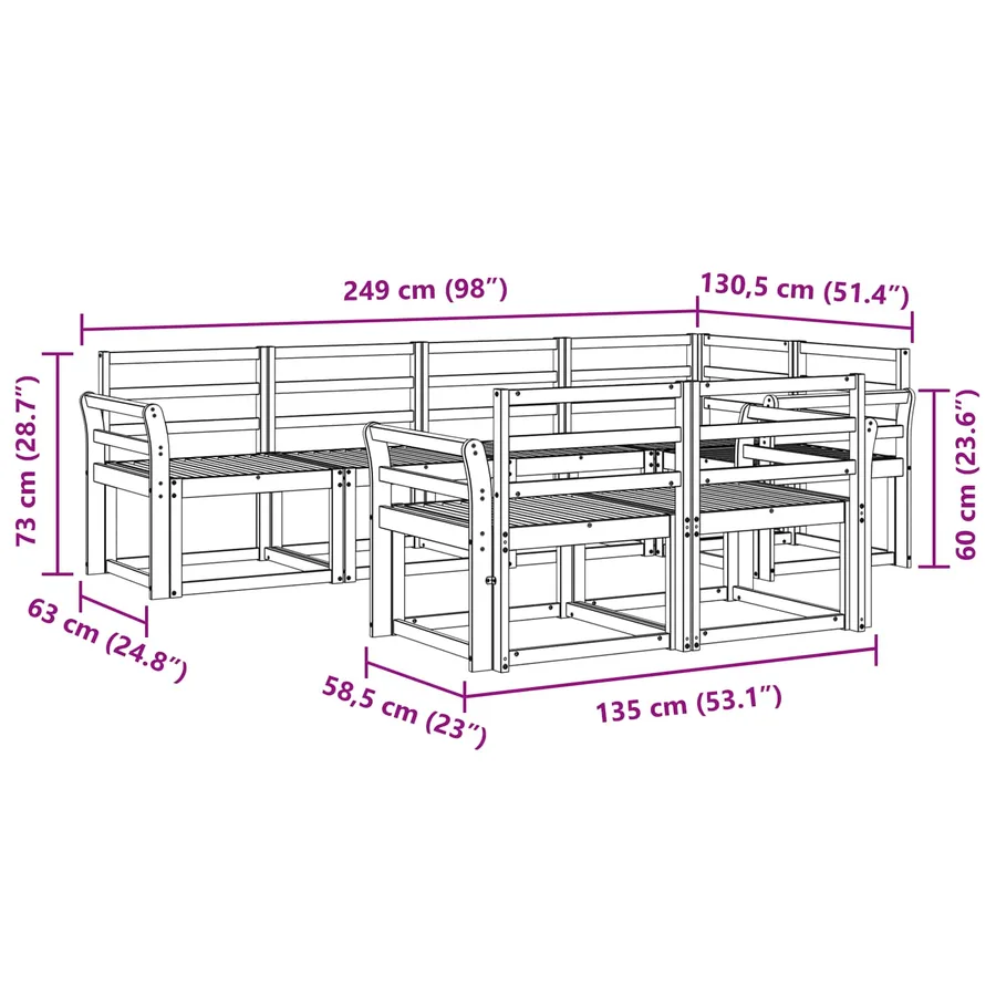 Ensemble de canapés d'extérieur 7 pcs Blanc - 6