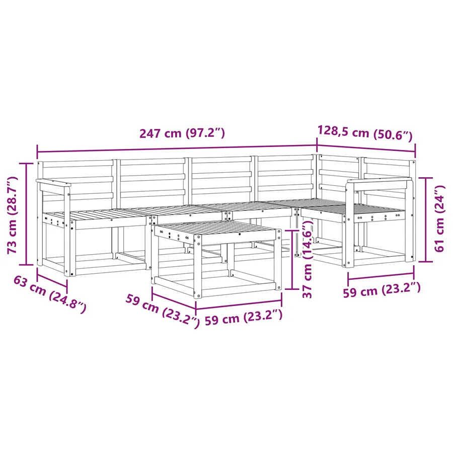 Ensemble de canapés d'extérieur 6 pcs Blanc - 9