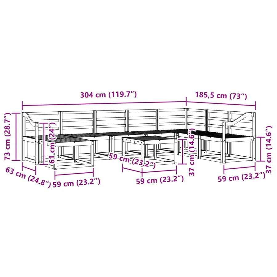 Ensemble de canapés d'extérieur 9 pcs Blanc - 9