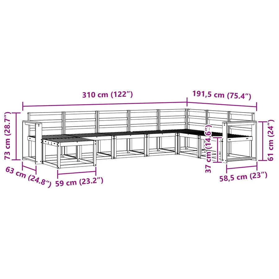 Ensemble de canapés d'extérieur 8 pcs Blanc - 8