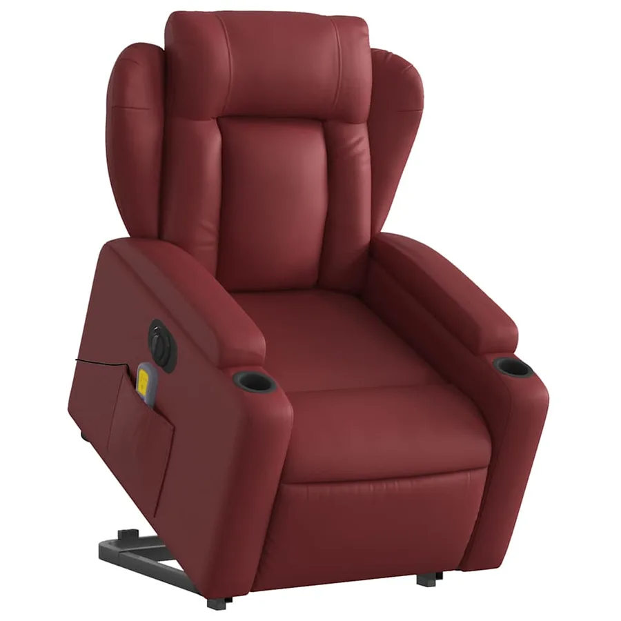 Fauteuil inclinable de massage électrique rouge bordeaux - 3