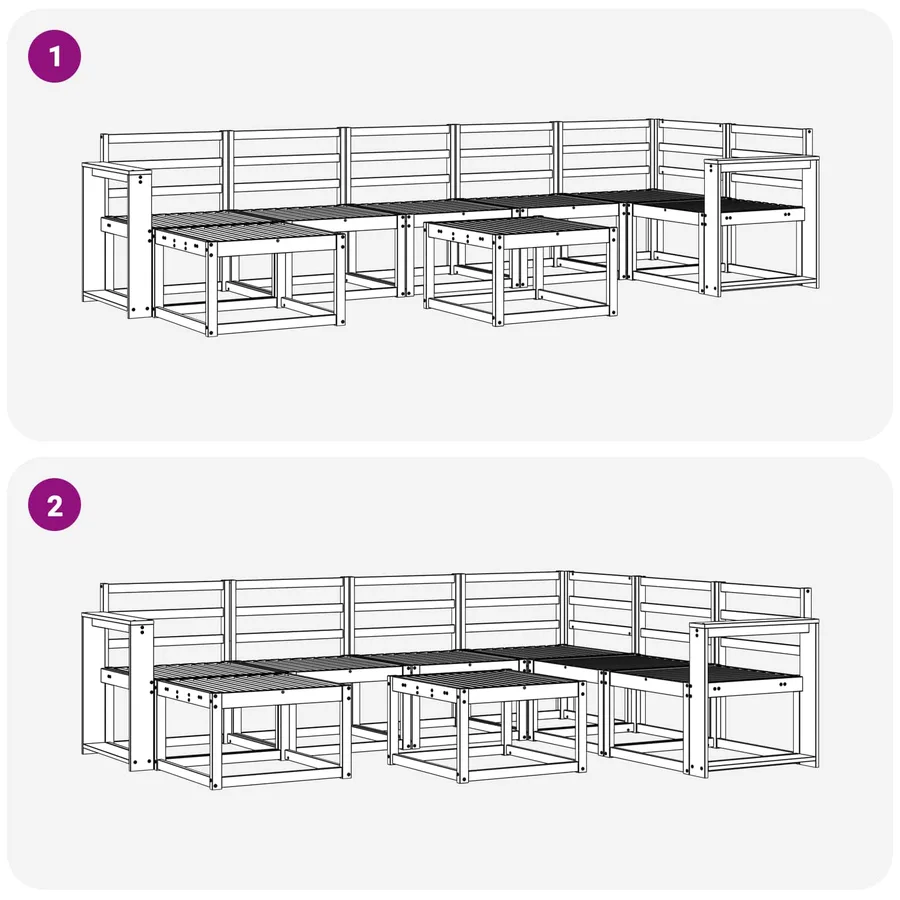 Ensemble de canapés d'extérieur 8 pcs Blanc - 9