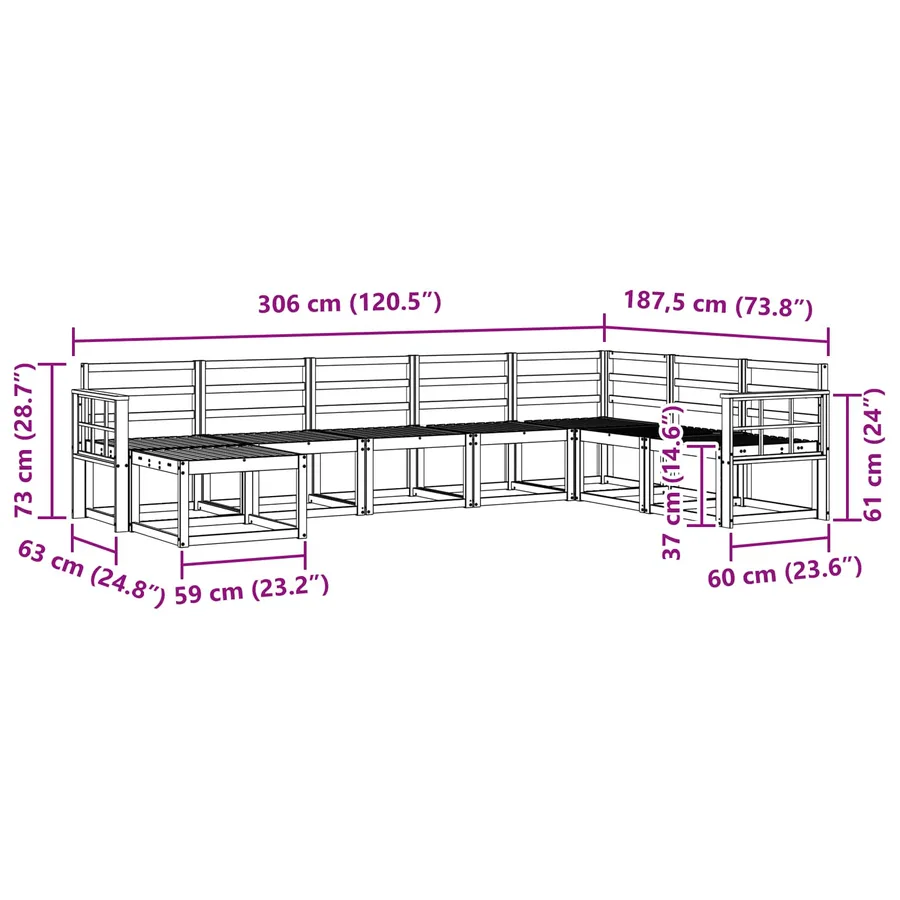 Ensemble de canapés d'extérieur 8 pcs Blanc - 8