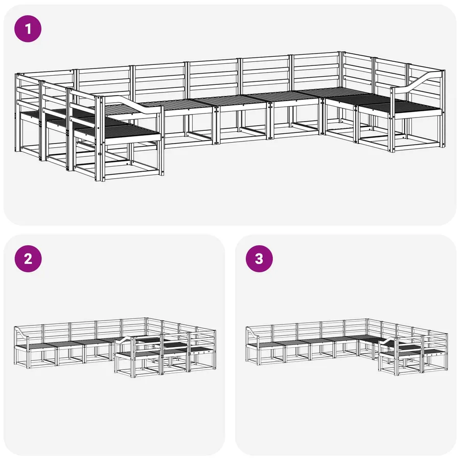 Ensemble de canapés d'extérieur 10 pcs Blanc - 6