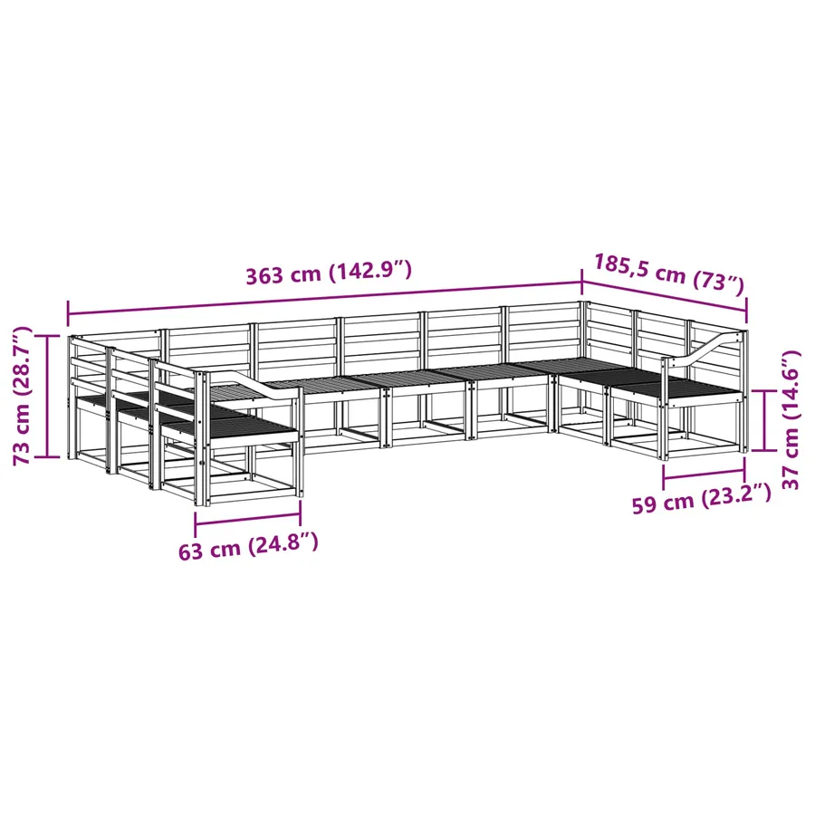 Ensemble de canapés d'extérieur 10 pcs Blanc - 7