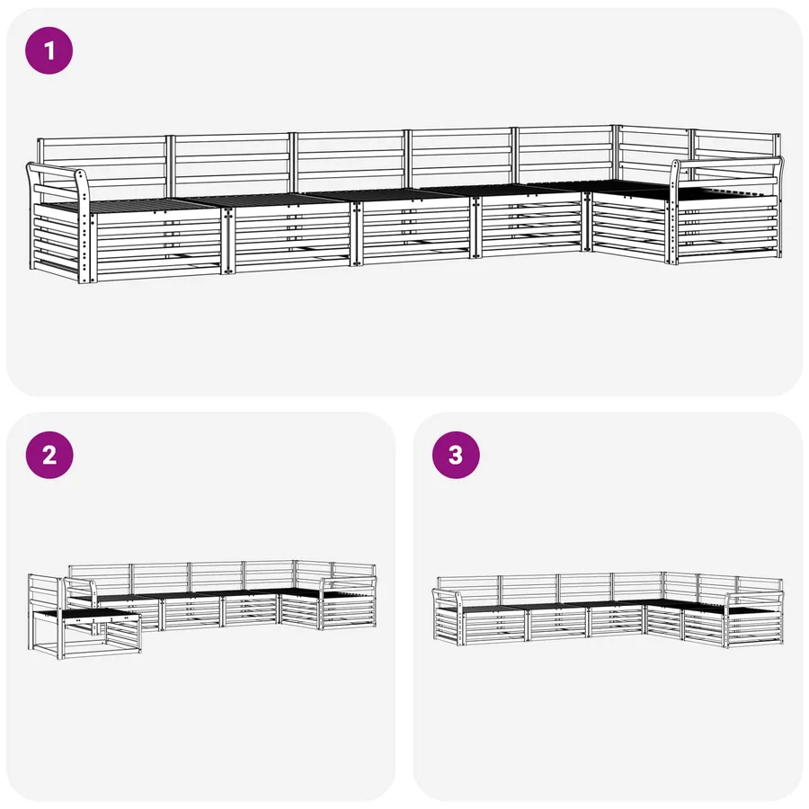 Ensemble de canapés d'extérieur 6 pc Blanc Bois d'Acacia Massif - 6