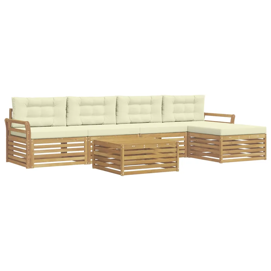 Ensemble de canapés d'extérieur 6 pc Blanc et crème Polyester - 2