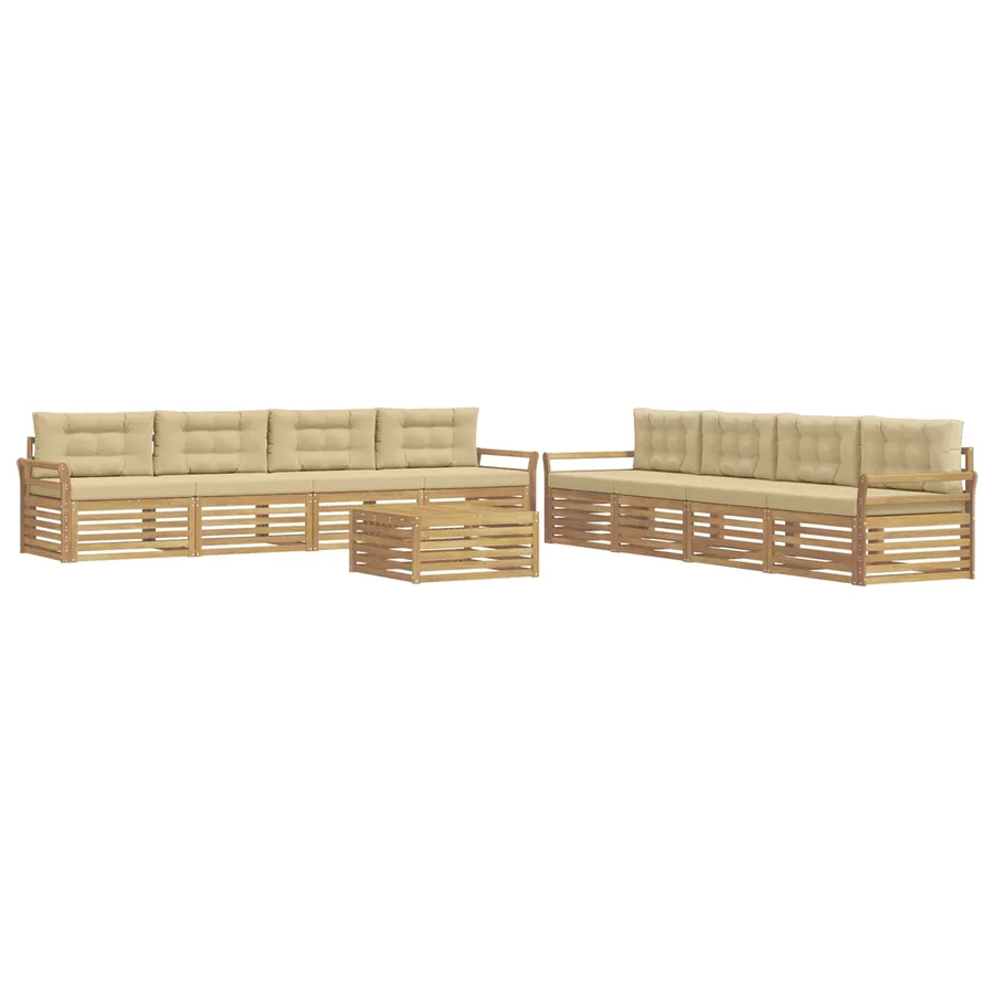 Ensemble de canapés d'extérieur 9 pc Blanc et Beige - 2