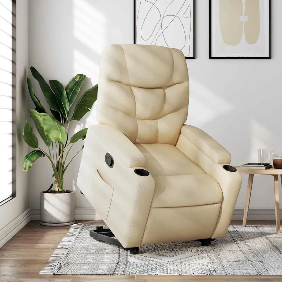 Fauteuil inclinable Crème Tissu - 15
