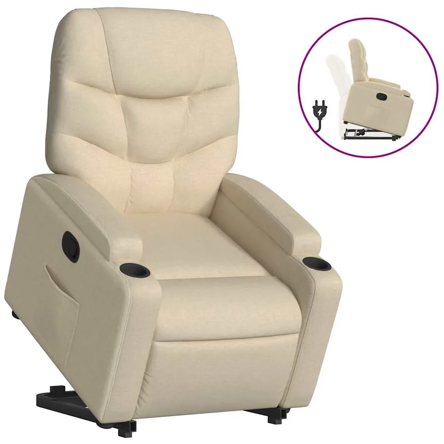 Fauteuil inclinable Crème Tissu - 2