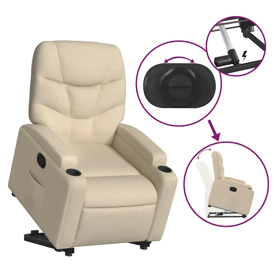 Fauteuil inclinable Crème Tissu - 6