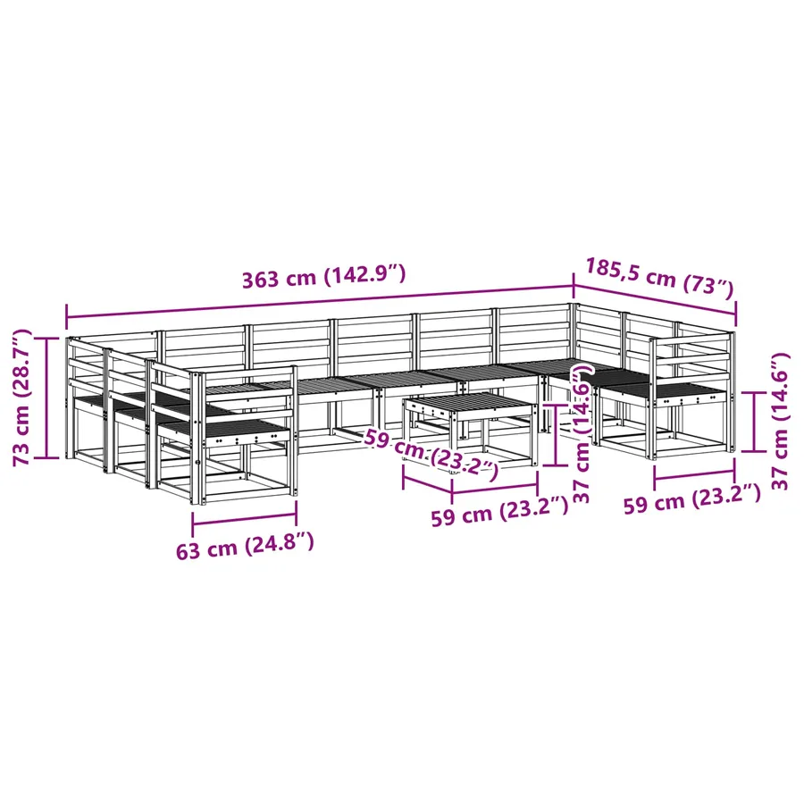 Ensemble de canapés d'extérieur 11 pcs Blanc - 9