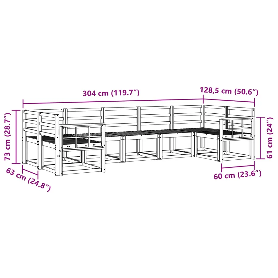 Ensemble de canapés d'extérieur 7 pc Blanc Bois d'Acacia Massif - 6