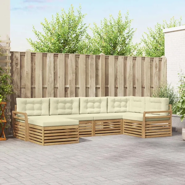 Ensemble de canapés d'extérieur 6 pc Blanc et crème Polyester