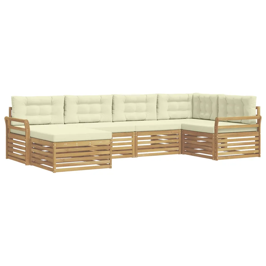 Ensemble de canapés d'extérieur 6 pc Blanc et crème Polyester - 2
