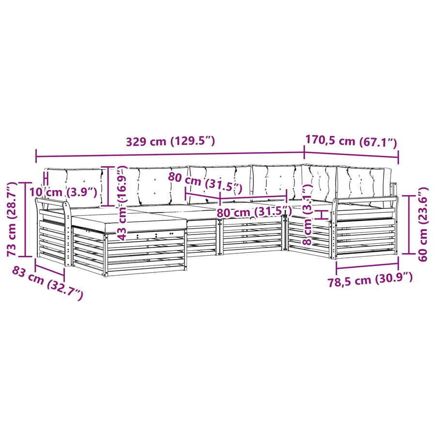 Ensemble de canapés d'extérieur 6 pc Blanc et crème Polyester - 7