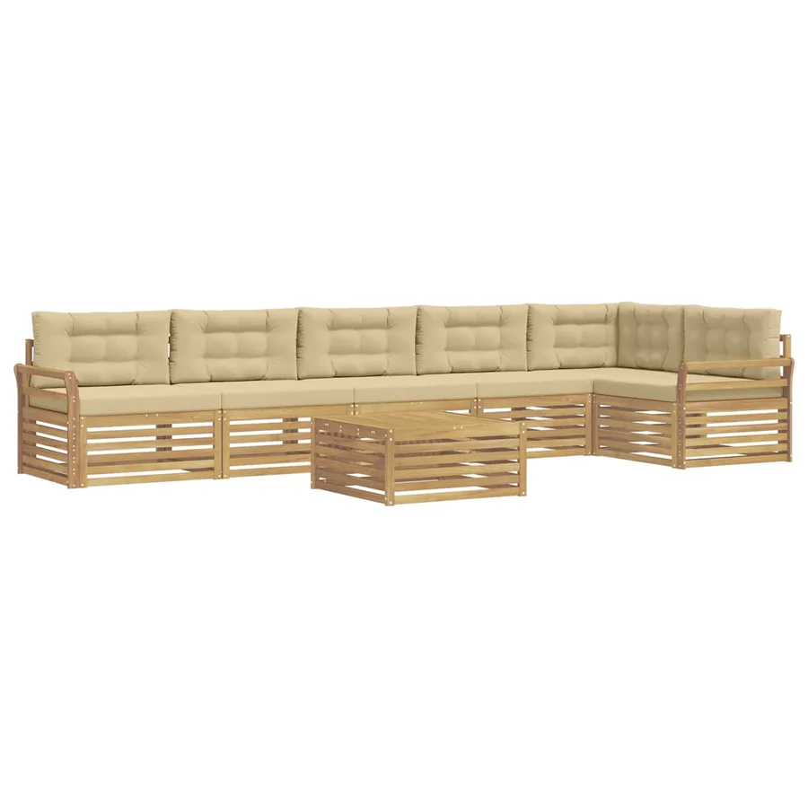 Ensemble de canapés d'extérieur 7 pc Blanc et Beige Polyester - 2