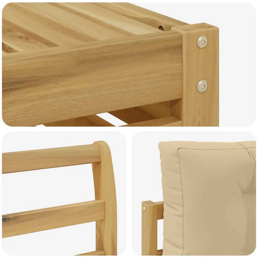 Ensemble de canapés d'extérieur 7 pc Blanc et Beige Polyester - 6