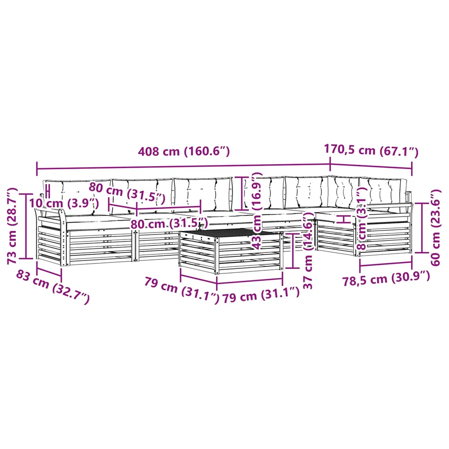 Ensemble de canapés d'extérieur 7 pc Blanc et Beige Polyester - 8