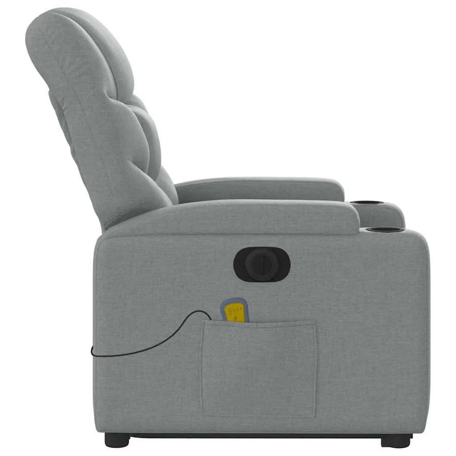 Fauteuil inclinable de massage électrique Gris clair Tissu - 10