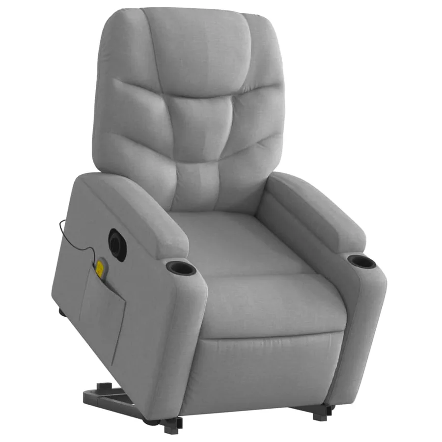 Fauteuil inclinable de massage électrique Gris clair Tissu - 3