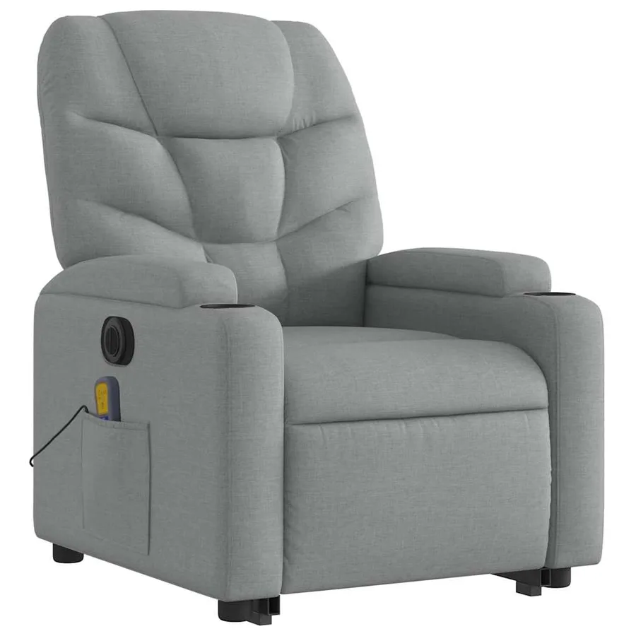 Fauteuil inclinable de massage électrique Gris clair Tissu - 4