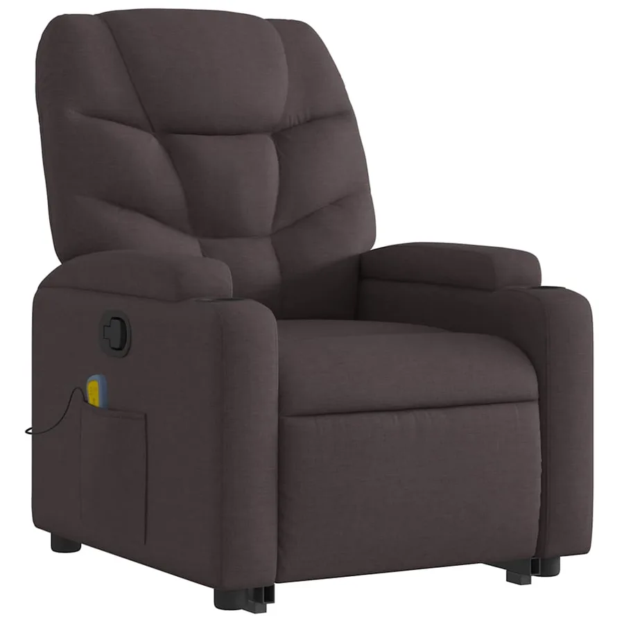 Fauteuil inclinable de massage Marron foncé Tissu - 4